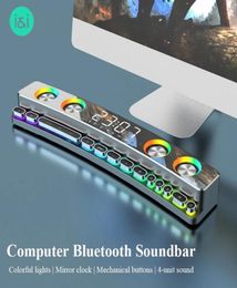 3600mAh Bluetooth Wireless Game Speaker soundbar USB 3D Stereo Subwoofer AUX FM Home Clock Indoor Sound Bar Computer Loudspeaker S3800512
