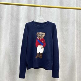 Women's Sweaters Autumnwinter New Wool Heavy Industry Cartoon Little Bear Round Neck Academy Age Reducing Versatile Sweater for Men and Women