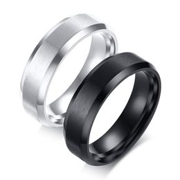 Matt Finish 6mm 8mm Simple Custom Engraving Names and Dates Anniversary Rings in Stainless Steel297K