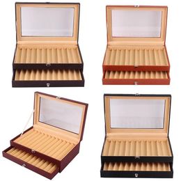 Jewellery Pouches Bags 24 Slots Wooden Fountain Pen Display Case Luxury Topped PU Leather Case Organizer244f