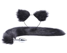 2Pcs set y Faux Fur Tail Metal Butt Plug Cute Cat Ears Headband for Role Play Party Costume Prop Adult Sex Toys33489310167