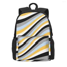 Backpack Colorblock Multicolor Waves Hiking Backpacks Women Design Big School Bags Funny Rucksack