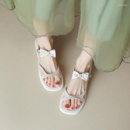 Dress Shoes Bow Strap Sandals Flat Easy To Wear Comfortable