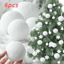 Party Decoration 2024 Christmas Tree Hanging Snowball Wedding Ceiling Foam Ball Shop Holiday Home Decor Supplies 6pcs