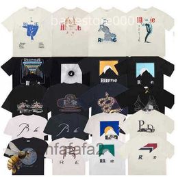 Mens t Shirts Designer Shirts Summer Mens Womens Rhudes Designers for Men Tops Letter Polos Embroidery Tshirts Clothing Short Sleeved Tshirt Large Tees AA B45P