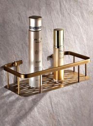 Home Organiser Kitchen Bath Shower Shelf Storage Basket Holder Wall Mounted Brass Antique Finishes Bathroom Hardware4476608
