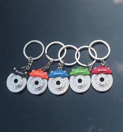 Creative gift car metal keychain turbo gear hub pendant brake disc shock absorber Pendant Christmas gifts 6 Colors2365065