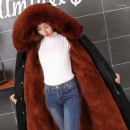 Women's Fur Medium Liner Detachable 2023 4XL Winter Jacket Women Parkas Thick Warm Lining Long Hooded Imitation Collar Coats