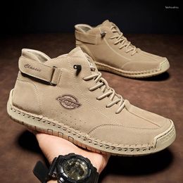 Boots Suede Leather Casual Men Hand Made Autumn Ankle Plus Size 38-48 Light Sneakers Male Hombres Botas