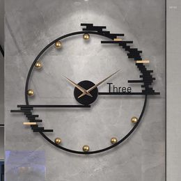 Wall Clocks Aesthetic Designer Clock Black Metal Chic Luxury Watchs Korean Industrial Relogio De Parede Living Room Decoration