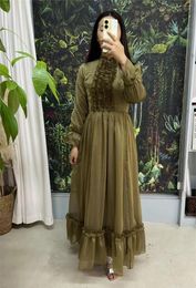 Ethnic Clothing Cardigan Muslim Middle Eastern Arab Women's Chiffon Long Dress Robe Femme Musulman For East Arabia