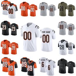 Child Man Women Football 30 Chase Brown Jerseys Kids 28 Joe Mixon 23 Dax Hill 21 Mike Hilton 33 Nick Scott 27 Battle 89 Drew Sample 6 Jake Browning Custom Name Number