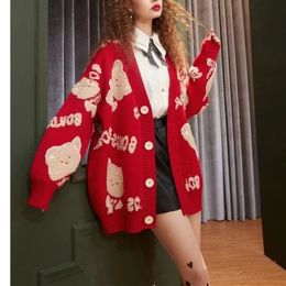 Maglioni di cardigan giacche autunno e inverno oversize da donna oversize 2023 Nuovi inserti in stile pigro Versione coreana sciolta e spessa maglione a maglia spessa