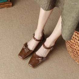 Dress Shoes Women's Sandals With Square Socks Chunky Heel Bow Handmade Summer 2023