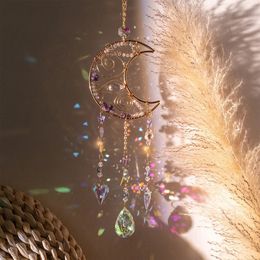 DIY Sun Pendant Amethyst Catcher Crystal Light Ornaments Hanging Drop Outdoor Garden Home Decor 231227