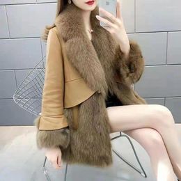 Women's Fur 2023 Faux Grass Coat Winter Jacket Fashion Korean Version Medium Long Collar Solid Colour Thickened F358