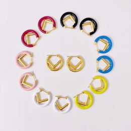 Frauen Gestüt Ohrring Designer Schmuck Gold Ohrringe Kreis Einfach für Herren Luxus Hoops 18K Gold plattiert 2,5 cm Ohrring Pink Blue Green Geställe Verlobungsschachtel