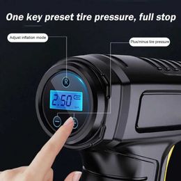 Inflatable Pump 120W Car Air Pump Wireless/Wired Tyre Inflatable Pump Portable Car Air Compressor Electric Car Tyre Inflator For Car Bicycle LF