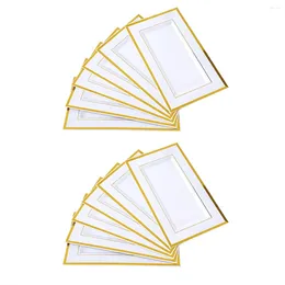 Dinnerware Sets 12Pcs White Serving Trays With Gold Rim Rectangular Dessert Tray For Table Disposable Platter Cake