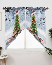 Curtain Christmas Winter Snowflake Tree Short Living Room Kitchen Door Partition Home Decor Resturant Entrance Drapes