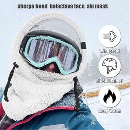 Berets 3 In 1 Warm Hood Arctic Velvet Ski Mask Adjustable Hiking Scarves Winter Thermal Full Face Head Coverings Snowboard Hooded