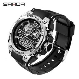 SANDA Top Brand Men's Watches 5ATM Waterproof Sport Military Wristwatch Quartz Watch for Men Clock Relogio Masculino 6024 231228