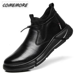 Black Leather Waterproof Safety Work Shoes for Men Office Boots Indestructible Nonslip Male Footwear Spring Autumn 231225
