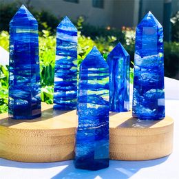 Clear Blue Smelt Quartz Tower, Blue Smelting Crystal Obelisk, Crystal Quartz Tower/Wand, Healing Crystal Reiki Chakra Gemstone Tower Point.