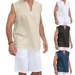 Men's Tank Tops Men Solid Soft Linen Casual 2023 Modis Sleeveless Roupa Bodybuilding Loose Top Causal White Black