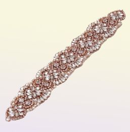 MissRDress Feminine Rose Gold Wedding Dress Belt Crystal Jewelled Ribbon Rhinestones Wedding Belt For Wedding Dresses YS8326579876