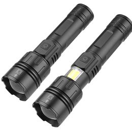 XHP70 COB Flashlight الطوارئ الأضواء 1500LM مشاعل أقوى LED LED ضوء الفلاش USB القابلة للتكبير قابلة للتكبير للتخييم