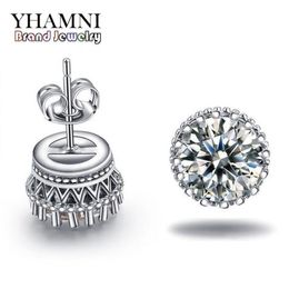 YHAMNI New Arrival Sell Super Shiny Diamond 925 Sterling Silver Ladies Stud Crown Earrings Jewellery whole E100303O