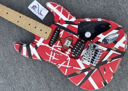 Guitarra Guitarra Elétrica Relic Pizza Floyd Rose Vibrato Bridge, Red Frank 5150, White and Black Light, Edward Eddie Van Halen, nvio Gladys