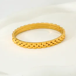 Bangle INS Trendy 18k Gold Plated Stainless Steel Watch Band Hip Hop Bracelet For Women Waterproof Buckle Wholesale