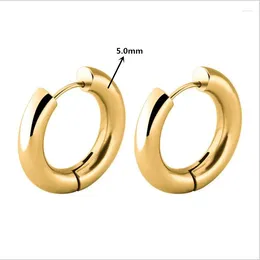 Hoop Earrings Men 5.0mm Thick 316 Stainless Steel Brief Cricle No Fade Allergy Free