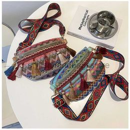 Shoulder Bags Women Folk Style Waist with Adjustable Strap Variegated Color Fanny Pack Fringe Decorstylishhandbagsstore
