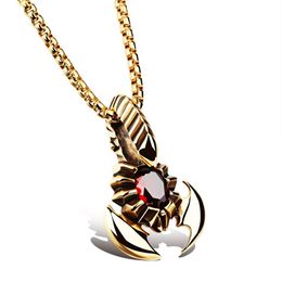 Fashion Jewellery Stainless Steel Men Necklace Scorpion With Stone Golden Silver Pendant High quality Necklaces For Men255W