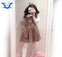 Girl overalls Women039s Kawaii Rilakkuma Dress Cute Bear Embroidery Cosplay Dress Lolita Overall Detachable Hood28016951249057