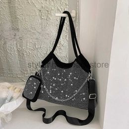 Shoulder Bags 2023 New Shiny Rhinestone Women's Handbag Large Shopping Bag Fashion Dinner Underarm Party Comterstylishhandbagsstore