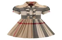 Girls Dress Kids Lapel Baby College Short Sleeve Pleated Shirt Skirt Casual Designer Clothing Kids Clothes Baby Dress3843704