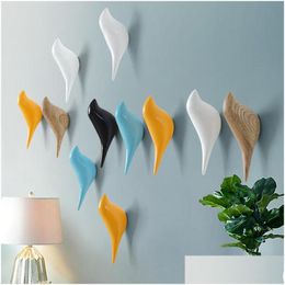 Hooks & Rails Creative Bird Shape Wall Hooks Home Decoration Resin Wood Grain Storage Rack Bedroom Door After Coat Hat Hanger 3D Holde Dhg4V