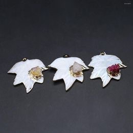 Pendant Necklaces 3PCS Natural Shell Leaf Shape White Charms For Making DIY Earrings Necklace Accessories 32x30mm