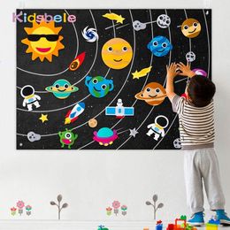 Outer Space Felt Montessori Board Toy Solar System Universe Storytelling Flannel Interactive Play Mat Education Toys For Kids 231228