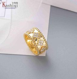 Rings Kaleidoscope Ring Female Minority Design Sense of Fashion Simple Clover Jewellery Plated Rose Gold1396466