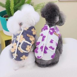 Dog Apparel Winter Warm Coral Velvet Clothes Fleece Coat Pet Five Leaf Flower Jacket Puppy Dogs Vest For Small Chihuahua