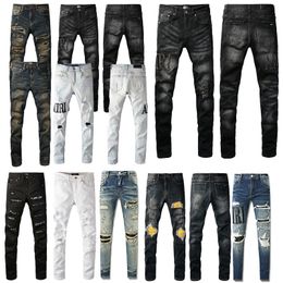 Amirs designer uk jeans bleu Jeans canada designer jeans for mens stack jeans man jeans womens Stylish casual vintage ripped pants denim tear black rock revival jeans