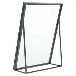 Frames Display Shelf Po Frame Glass Picture Decor Double Layer Holder Simple Specimen