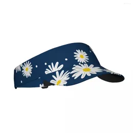 Berets Summer Sun Hat Adjustable Visor UV Protection Top Empty White Daisies And Circle Sport Sunscreen Cap