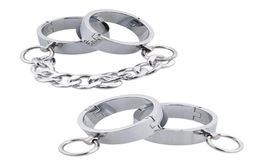 20mm Height Stainless Steel Lock Cuff Metal Handcuffs Circle Oval Cuffs Bracelets Unisex Bangles Ankle Lockable Bangle7964989