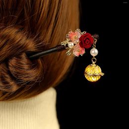 Hair Clips Chinese Wooden Sticks Forks LED Light Hairpins Flower Headpieces Pearl Headwear HairBun Maker Jewellery For Women